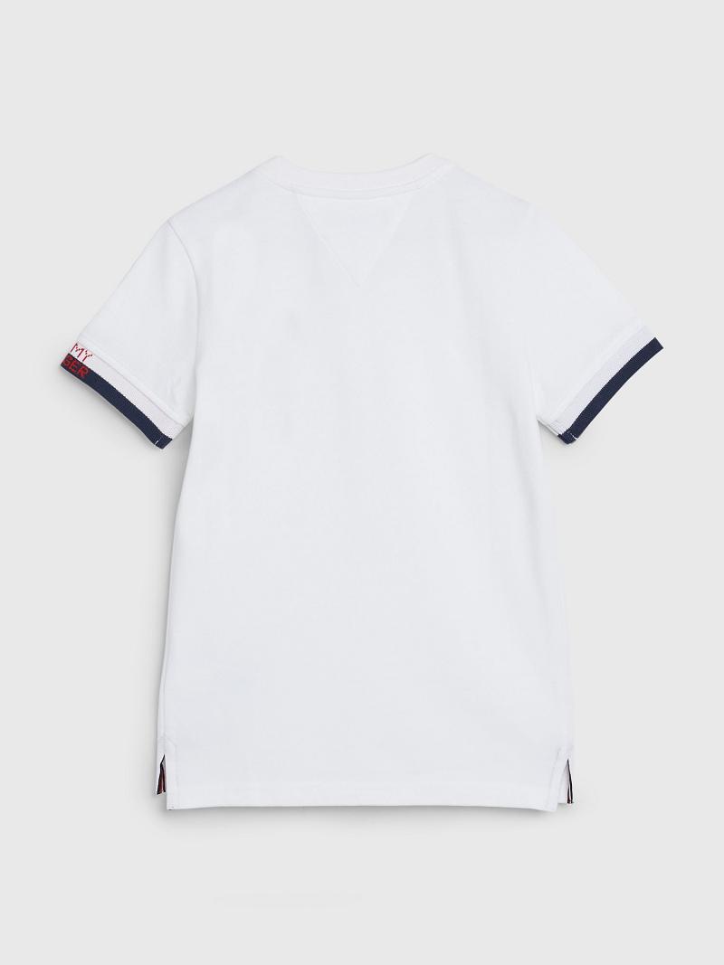 Fiú Tommy Hilfiger Jacquard Polo Ingek Fehér | HU 2164PJJ